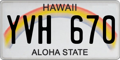 HI license plate YVH670