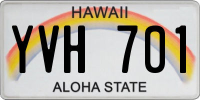 HI license plate YVH701