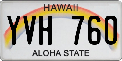 HI license plate YVH760
