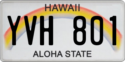 HI license plate YVH801