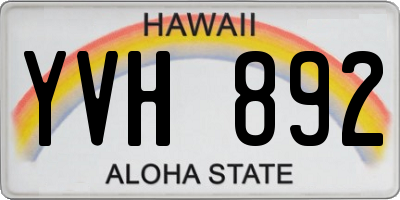 HI license plate YVH892