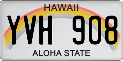HI license plate YVH908