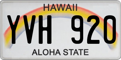 HI license plate YVH920