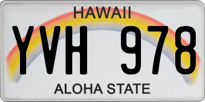 HI license plate YVH978