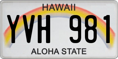 HI license plate YVH981