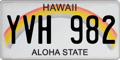 HI license plate YVH982