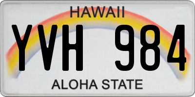 HI license plate YVH984