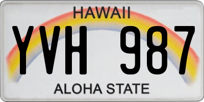 HI license plate YVH987