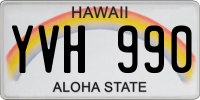 HI license plate YVH990