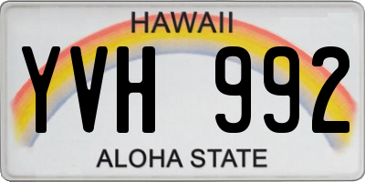 HI license plate YVH992