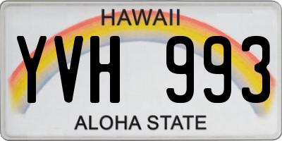 HI license plate YVH993