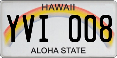 HI license plate YVI008