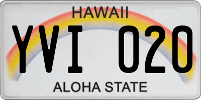HI license plate YVI020
