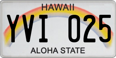 HI license plate YVI025