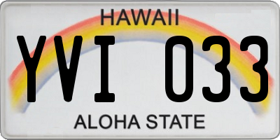 HI license plate YVI033