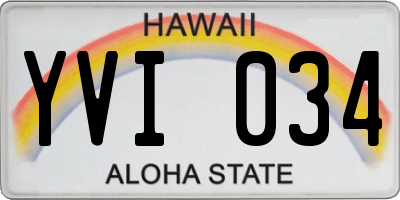 HI license plate YVI034