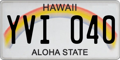 HI license plate YVI040
