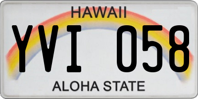 HI license plate YVI058
