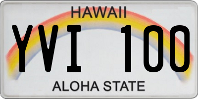 HI license plate YVI100