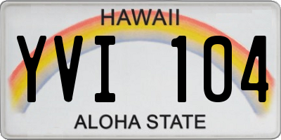 HI license plate YVI104