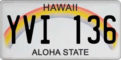HI license plate YVI136