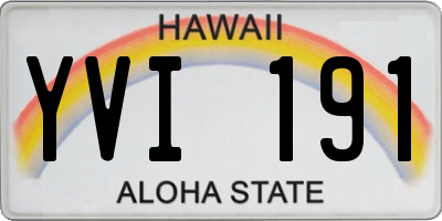 HI license plate YVI191