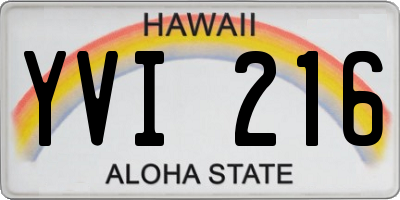 HI license plate YVI216