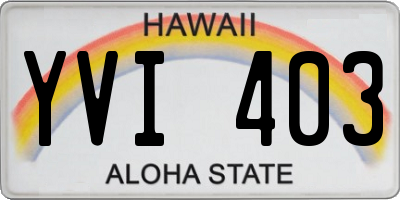 HI license plate YVI403