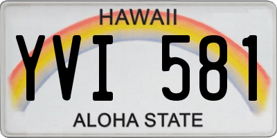 HI license plate YVI581