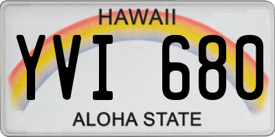 HI license plate YVI680