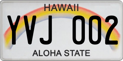 HI license plate YVJ002
