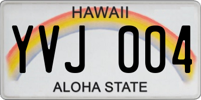 HI license plate YVJ004