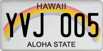 HI license plate YVJ005