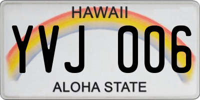 HI license plate YVJ006