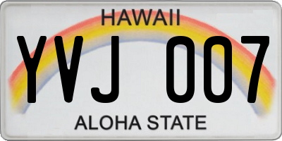 HI license plate YVJ007