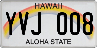 HI license plate YVJ008