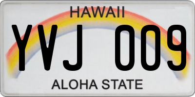 HI license plate YVJ009
