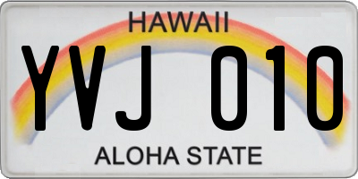 HI license plate YVJ010