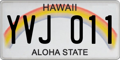 HI license plate YVJ011