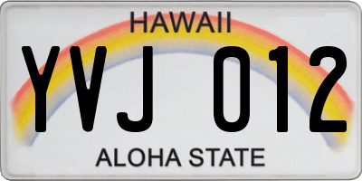 HI license plate YVJ012