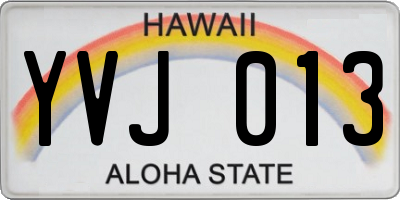 HI license plate YVJ013
