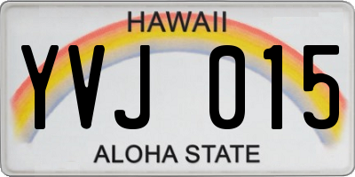 HI license plate YVJ015