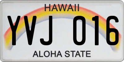 HI license plate YVJ016