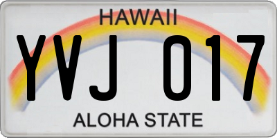 HI license plate YVJ017