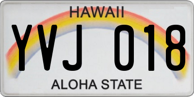 HI license plate YVJ018