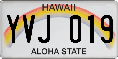 HI license plate YVJ019