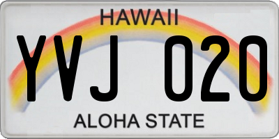 HI license plate YVJ020