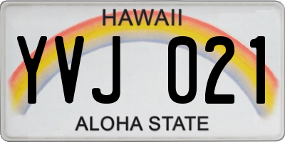 HI license plate YVJ021