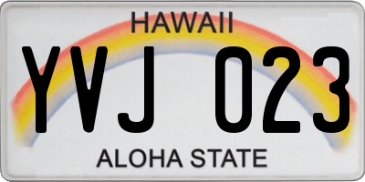 HI license plate YVJ023