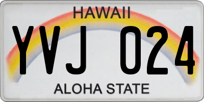HI license plate YVJ024